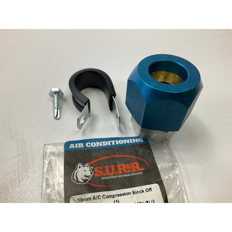SUR-R AC19MCB Straight 19mm A/C Compression Metric Block Off Fitting Kit