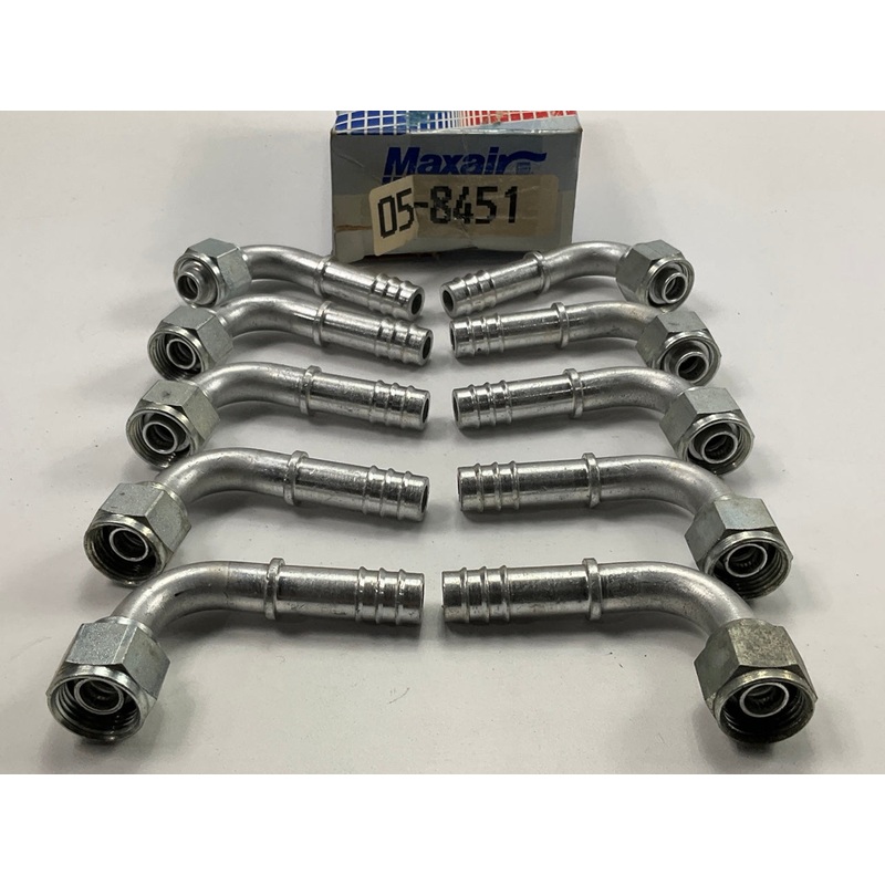 (10) Max Air 05-8451 A/C Fitting, 1/2'' X #10 Hose Size, Female O-Ring 90 Degree