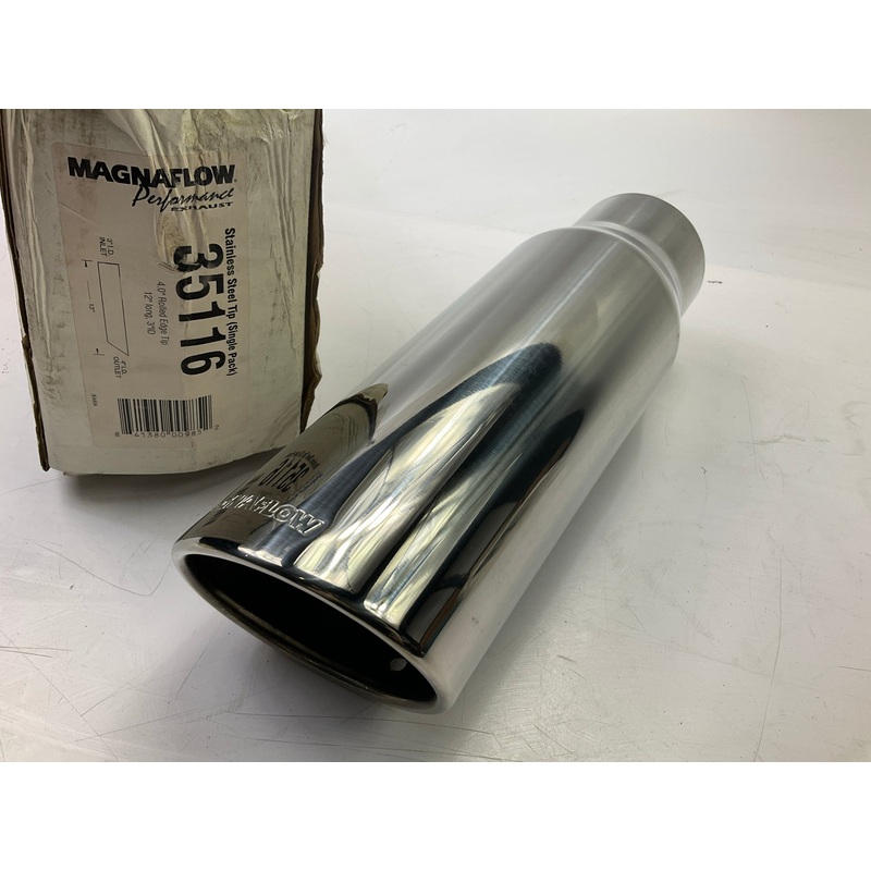 Magnaflow 35116 Stainless Steel Exhaust Tip, 12'' Long, 4'' Rolled Edge, 3'' ID
