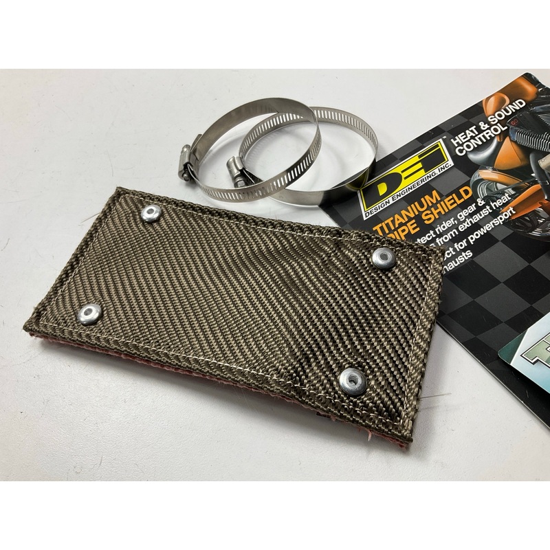DEI 902453 Titanium Universal Heat Pipe Shield, 4''x8'', For Motorcycles