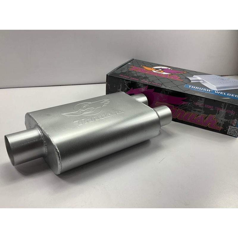 Thrush 17661 3'' Inlet/ 2.5'' Dual Outlet Performance Muffler, Aggressive Tone