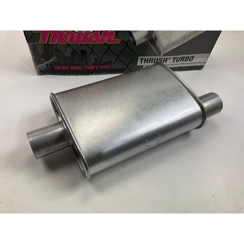 Thrush 17702 TURBO Performance Muffler - 2.00'' Inlet/Outlet, Offset, 16'' Long