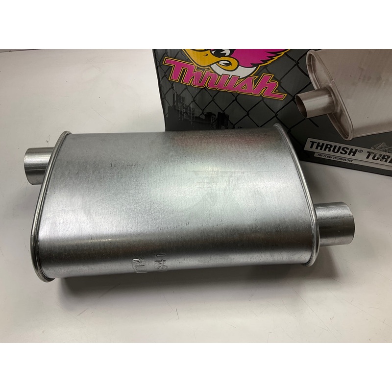 Thrush 17714 TURBO Performance Muffler - 2.25'' Inlet/Outlet, Offset, 18.5'' Long