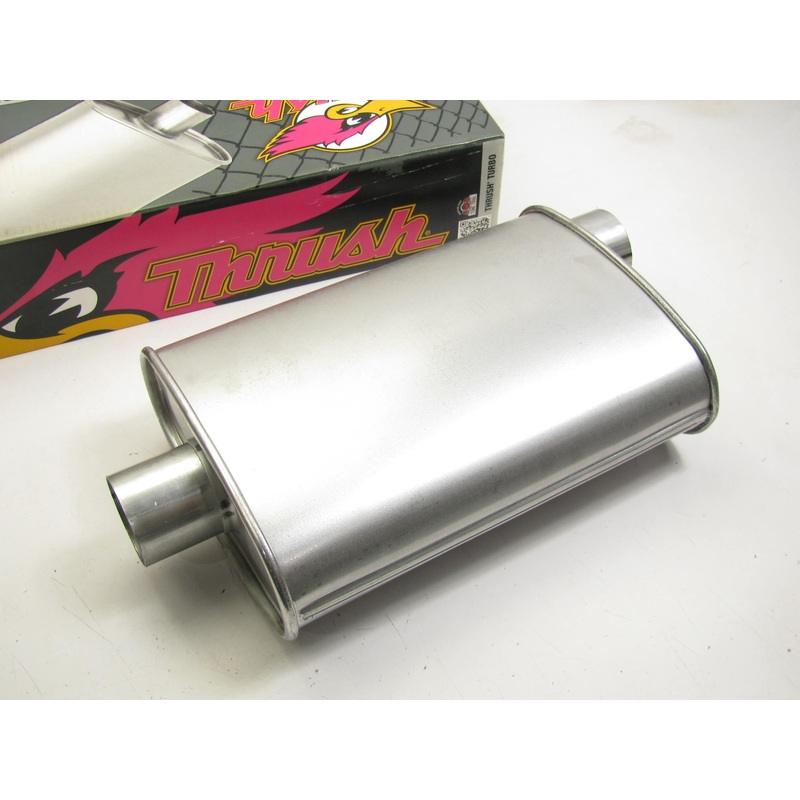 Thrush 17715 TURBO Performance Muffler - 2.50'' Inlet/Outlet, Offset, 14'' Long