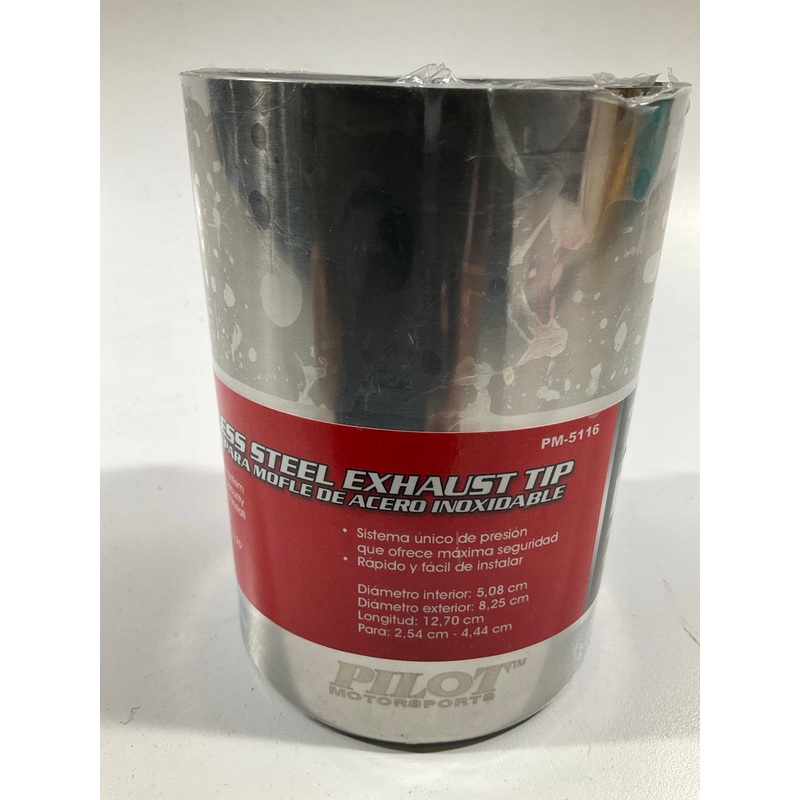 Pilot PM-5116 Stainless Steel Exhaust Tip, 5''x3.25''x2'', For 1''-1.75''