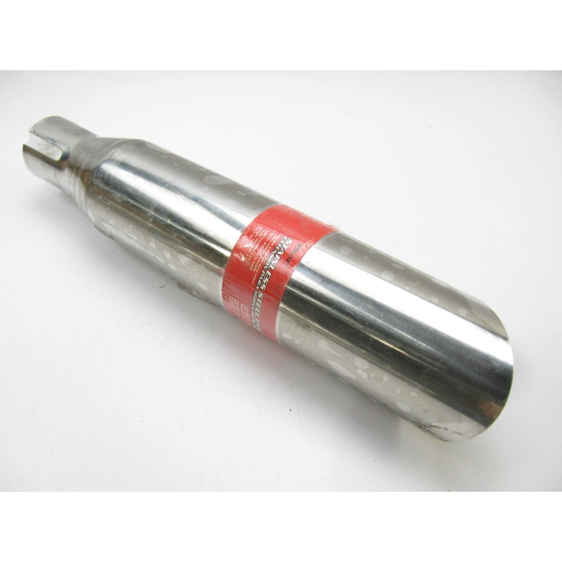 Pilot STAINLESS STEEL Slant Cut, 2-1/4'' X 3-1/2'' X 18'' Clamp-On Exhaust Tips