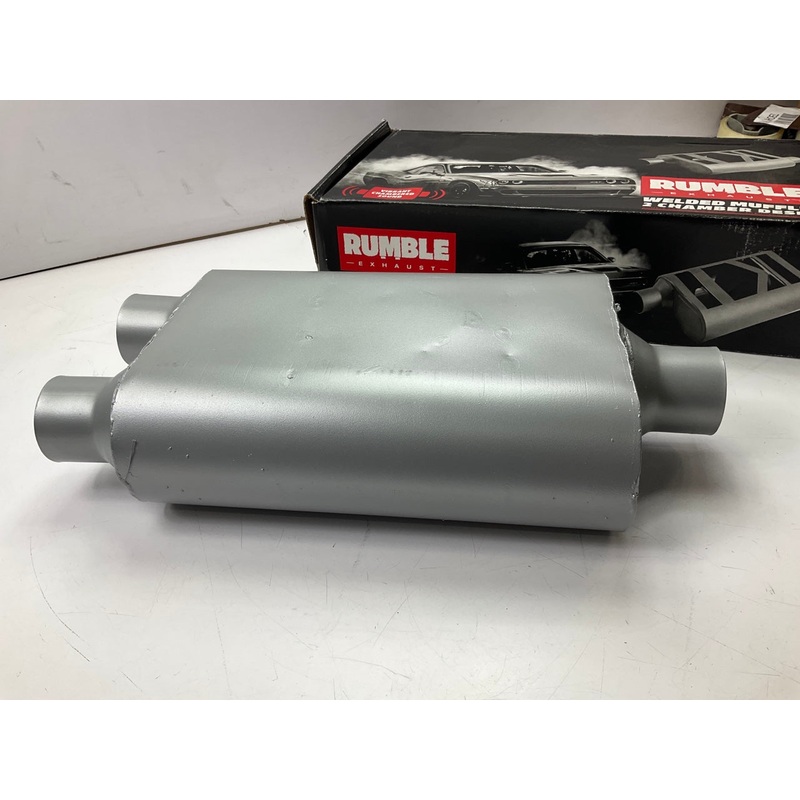 Rumble R24422 Performance Exhaust Muffler - 2-1/4'' Center Inlet, 2-1/4'' Dual Out