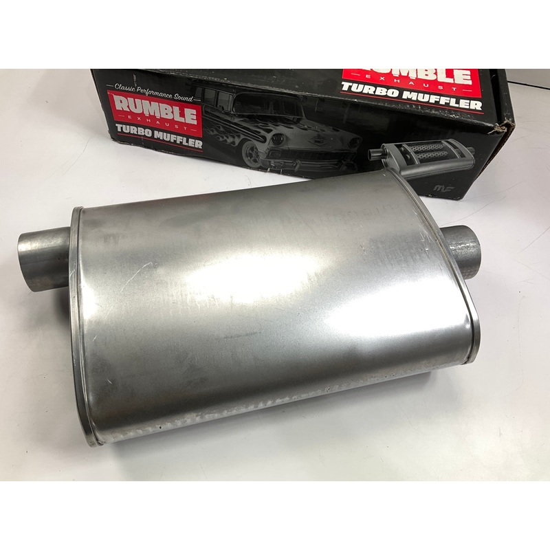 Rumble R27713 Exhaust Turbo Muffler 2-1/4'' In, 2-1/4'' Out
