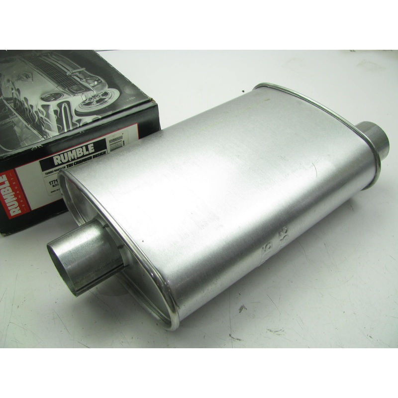 Rumble R27715 Turbo Muffler 2-1/2'' Offset Inlet, 2-1/2'' Center Outlet, 18.5 Long