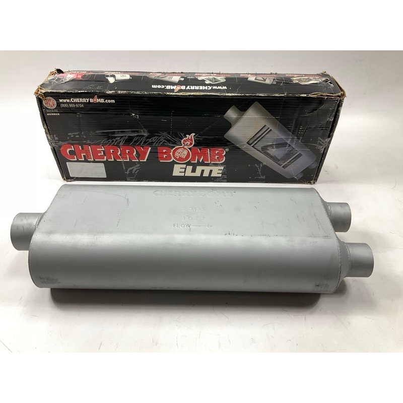 SCRATCHED Cherry Bomb 7505 Muffler Center 3'' Intlet, Dual 2.5'' Outlet, 28'' Long