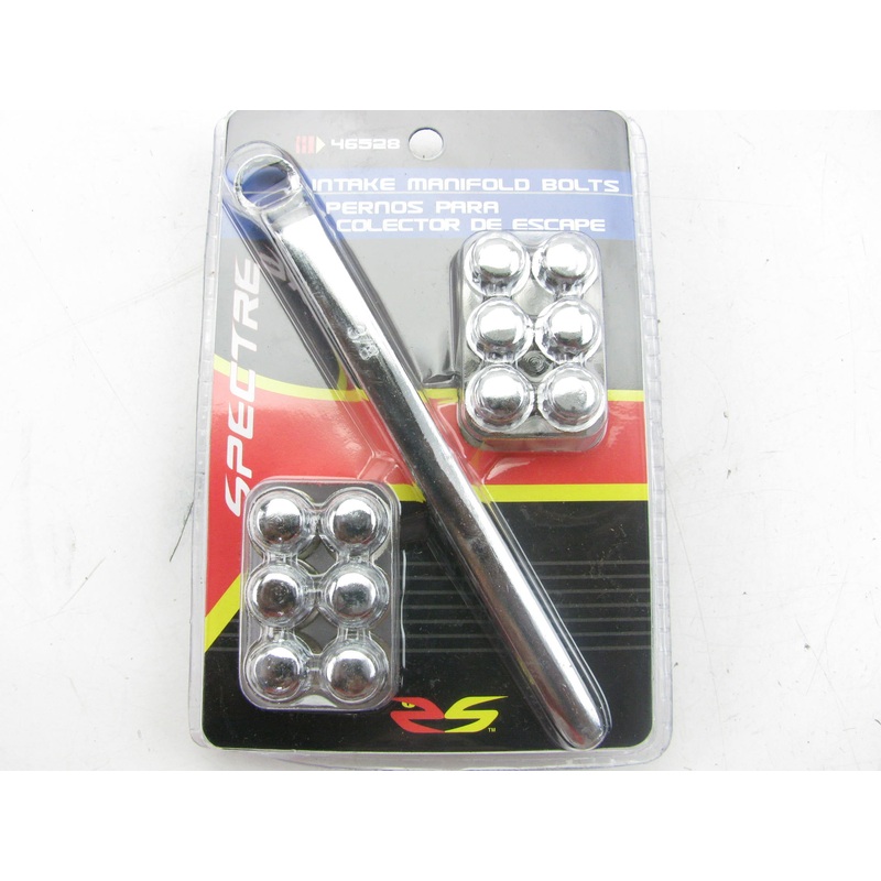 Spectre 46528 Intake Manifold Bolt Kit - 3/8'' -16 X 1'' Inch Chrome W/ Wrench