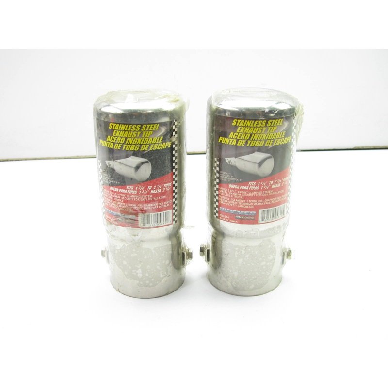 (x2) Pilot PM584 Stainless Steel Round Exhaust Tip  3'' X 2-3/4'' X 7''