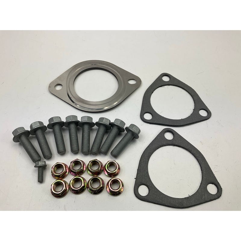 (2) Exhaust Header Collector Gaskets 2-3/8'' Diameter, 3-bolt, With Bolts & Nuts