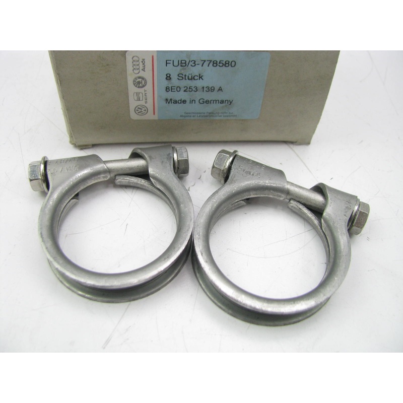 (2) NEW GENUINE OEM Audi / VW Exhaust Clamps - 48mm Diameter - 2'' Exhaust Clamps