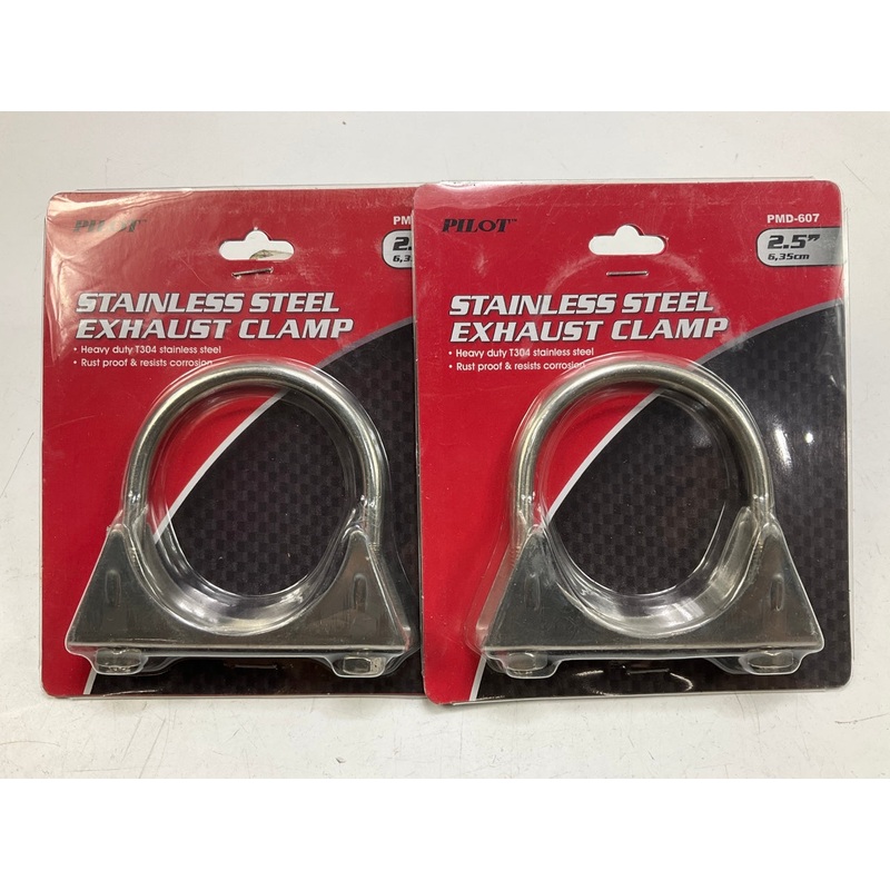 (2) Pilot Automotive PMD-607 2.5'' Stainless Steel Car Muffler Exhaust Clamp