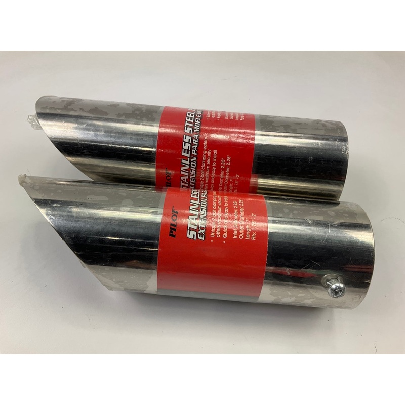 (2) Pilot PM-5120 Stainless Steel Exhaust Tip, Slant Cut, Bolt-On, For 1.75''-2''