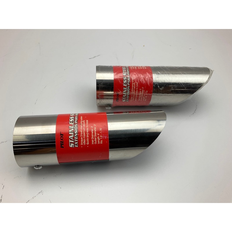 (2) Pilot PM5121 6'' Stainless Steel Exhaust Tips, Slant Cut, 1-3/4''-2-1/8''