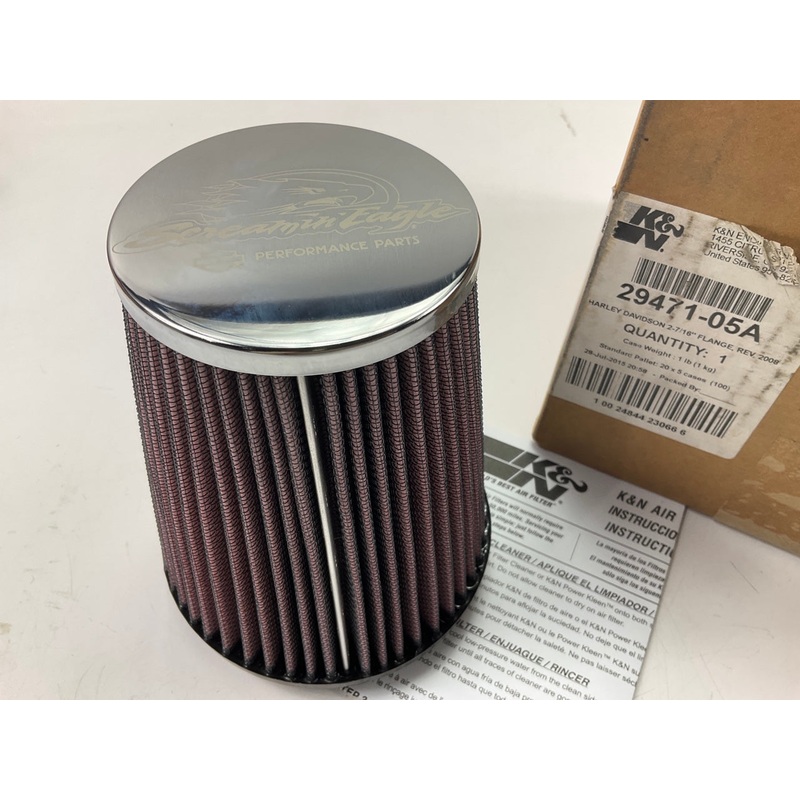 K&N High Flow Air Filter 2-7/16'' ID Inlet For Harley Davidson Screamin Eagle