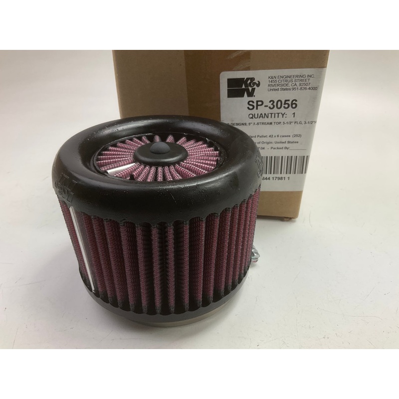 K&N SP3056 UNIVERSAL High Flow Motorcycle Air Filter- 3.5'' Inlet, 4'' Tall, 5'' D.