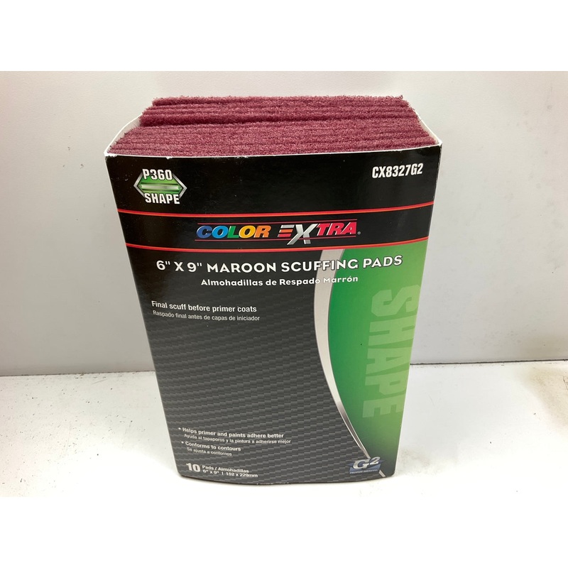 Pack Of 10 - Maroon Scuffing Pads P360 Shape 360 Grit  6'' X 9''
