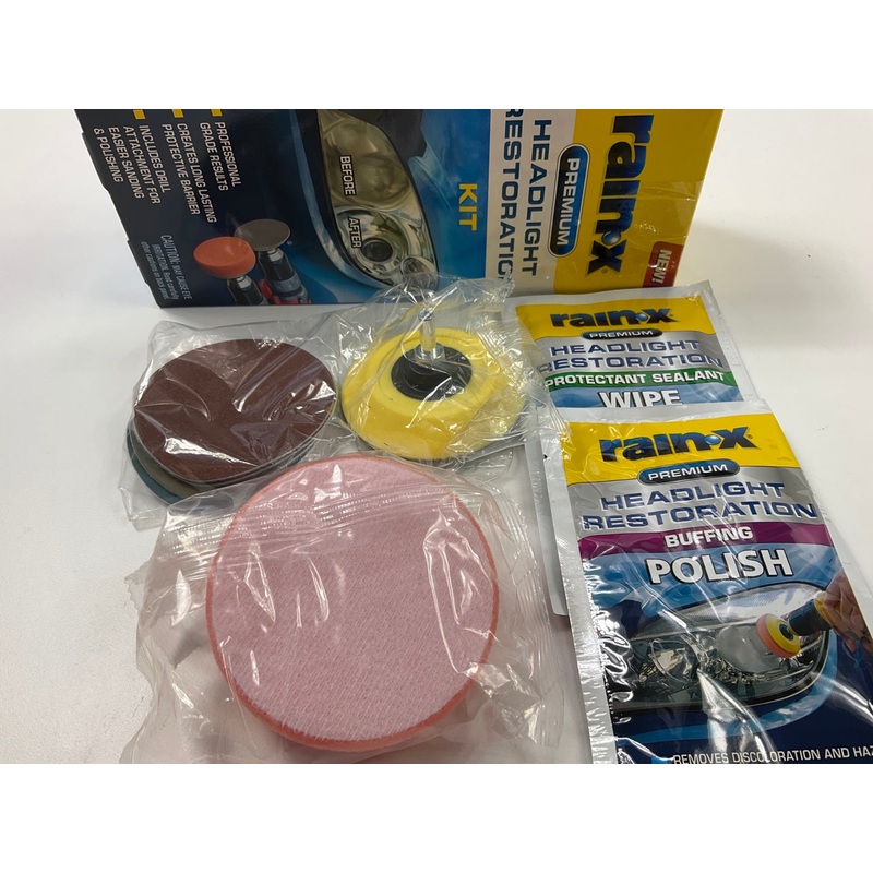 Rain-X 610153 Premium Headlight Lamp Restoration Kit Cleaner Polish Restorer