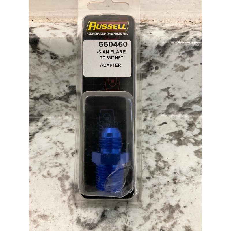 Russell 660460 Adapter Fitting Straight -6 AN Male To 3/8'' NPT Male Aluminum