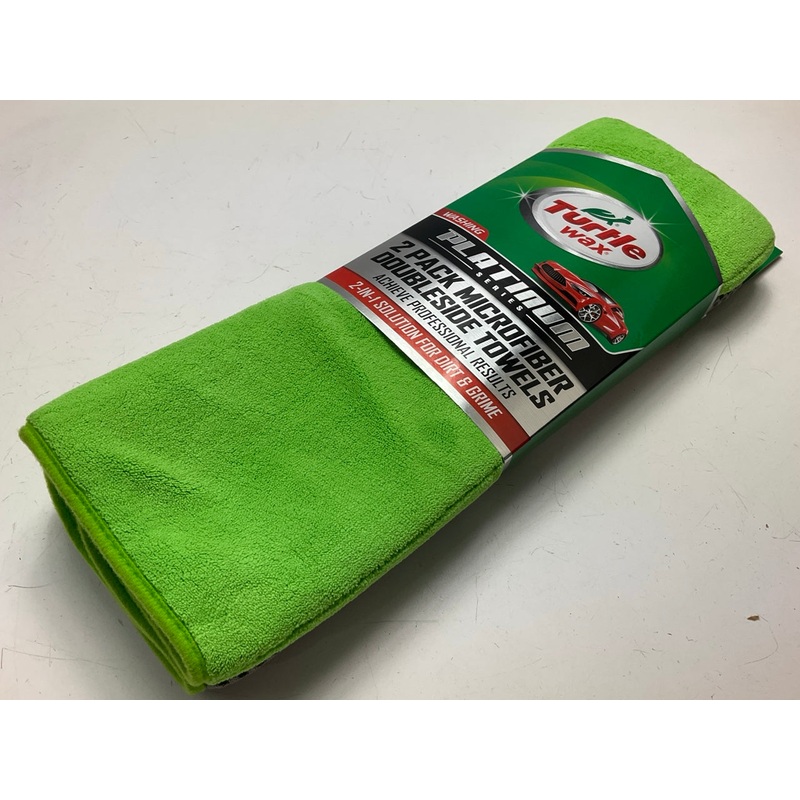 Turtle Wax Platinum 16'' X 16'' Green & Grey Double-Sided Microfiber Towel - 2 Pk