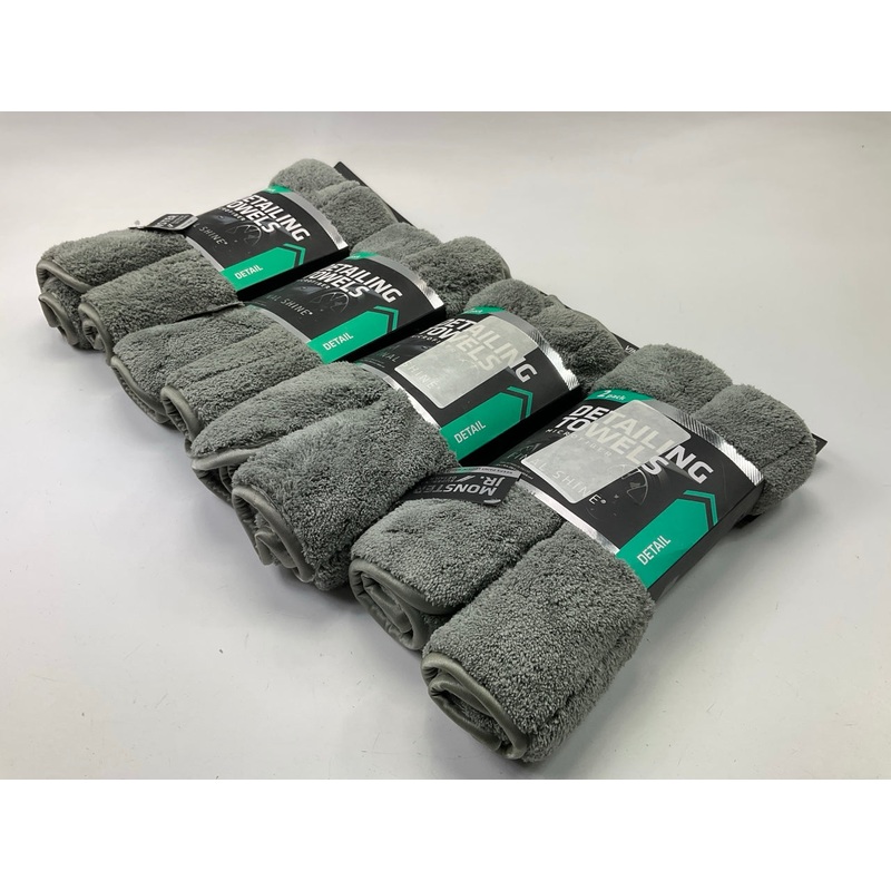 Viking 16'' X 12'' Monster  Detailing Gray Microfiber Towels Final Shine - 8 Total