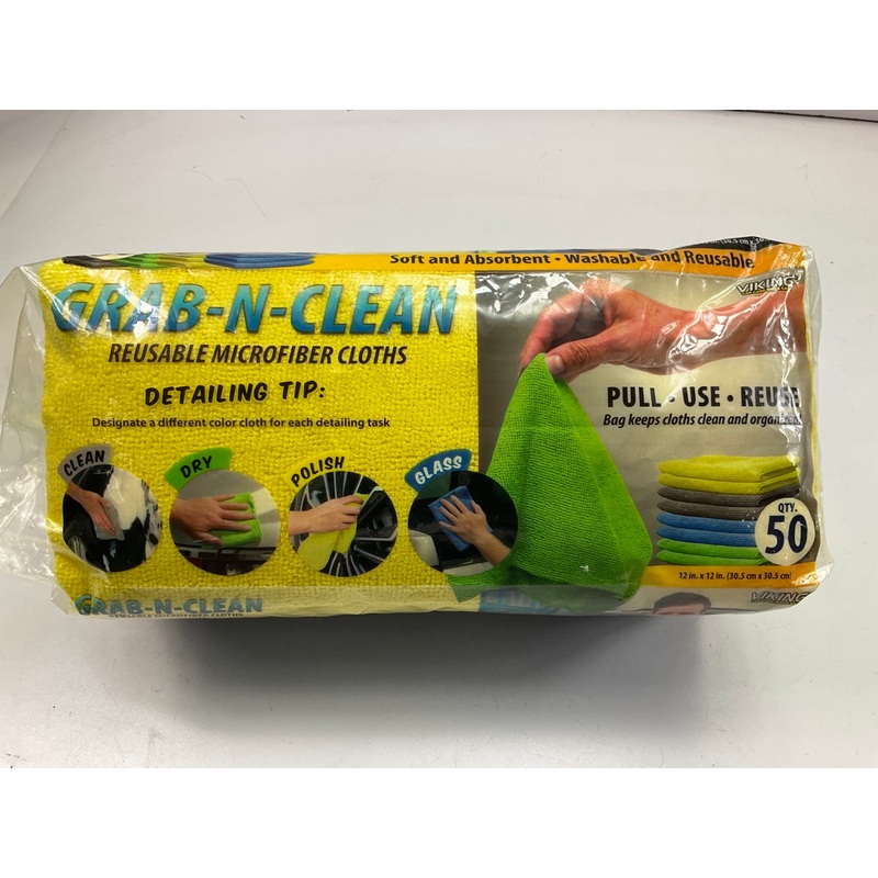 Viking 916000 Car Care Grab-N-Clean 50 Pack Microfiber Cloth Towels, 12''  X 12''
