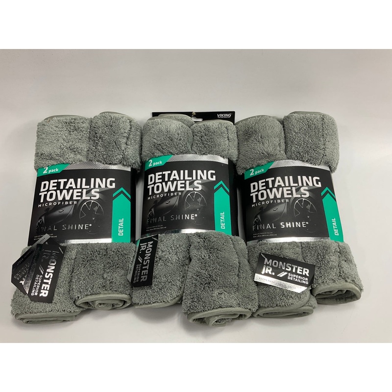 Viking Monster Jr. Detailing Gray Microfiber Towels Final Shine 16'' X 12'' 6 Pack