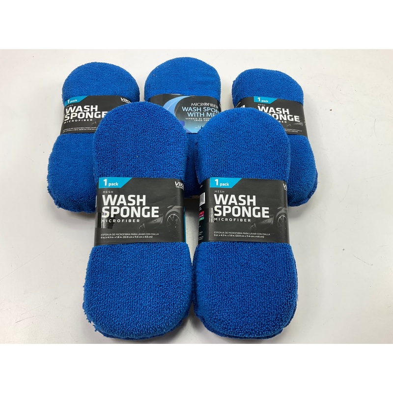 5 PACK - Viking 901200 Soft Microfiber Car Wash Sponges With Mesh