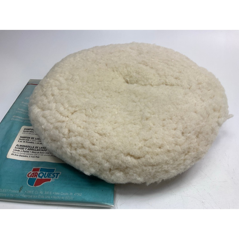 Carquest 21183 Double Sided 8'' Compounding & Buffing Wool Pad, 100% Sheeps Wool