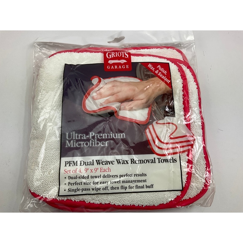 Griots Garage 55525 PFM Dual Weave Wax Removal Towels 9'' X 9'' - Set Of 4