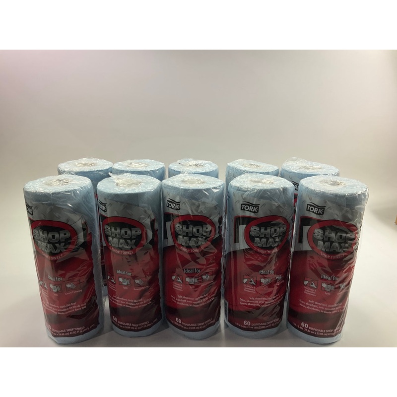 10 ROLLS Tork Heavy Duty Paper Shop Towel Blue, High Absorbant, 60 Sheets / Roll