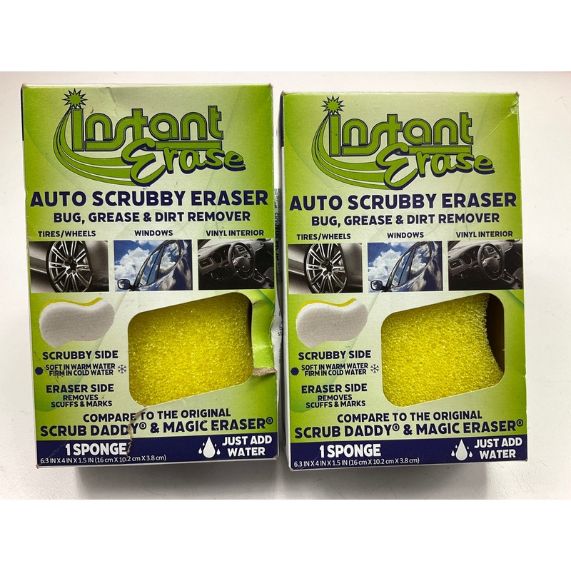 (2) Instant Erase SSE101 Scrubby S Eraser Sponges - Removes Dirt, Grime & Bugs