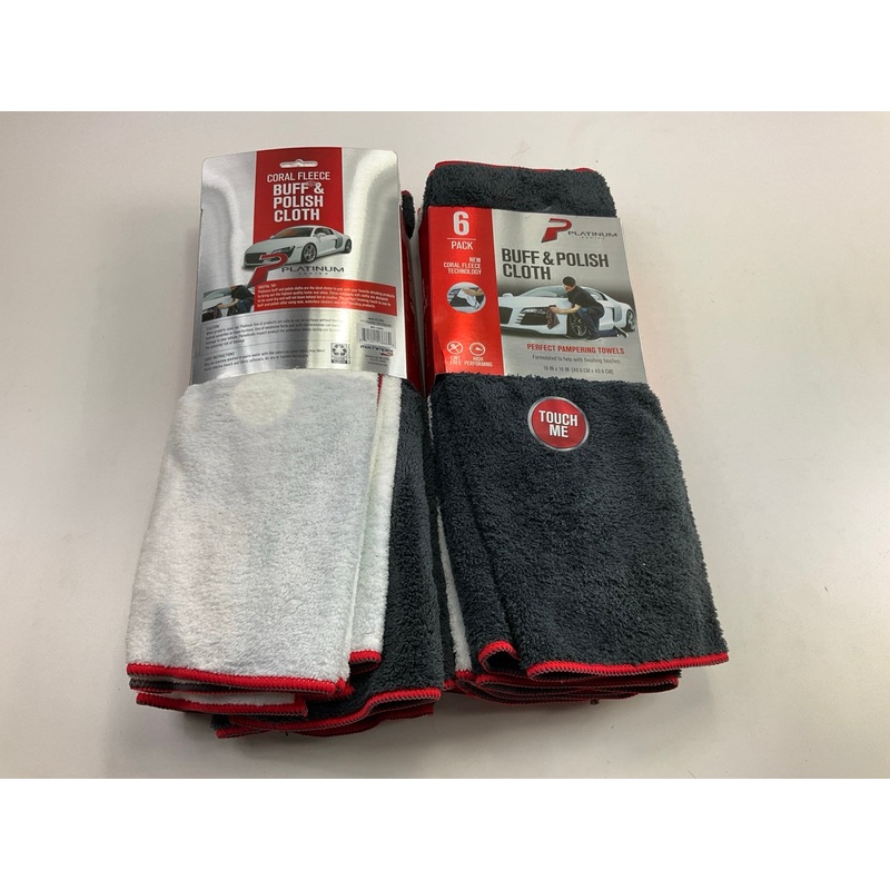 (2) Machimpex MPX-138862 Coral Fleece Buff & Polish Cloth 16x16'', 6 Pack