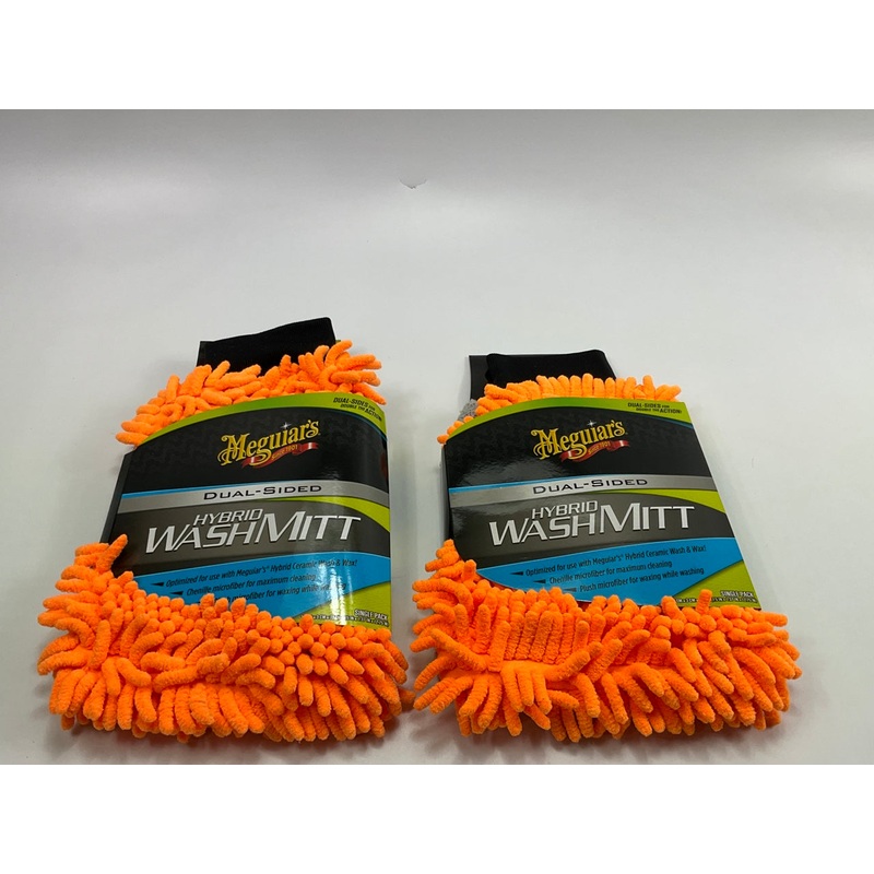 (2) Meguiars X210200 Hybrid Wash Microfiber Mitt Cloth- Dual Sided