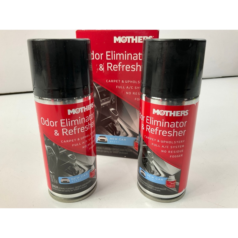 (2) Mothers 06811 Odor Eliminator & Refresher, New Car Scent No Residue Fogger