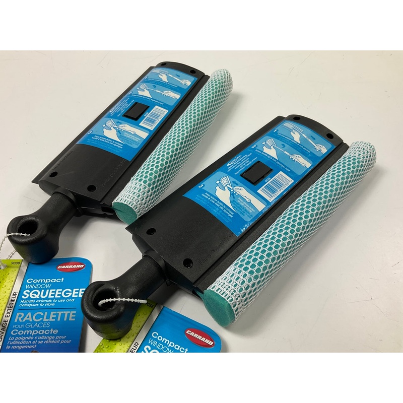 (2) PACK - Carrand 9038 8'' Folding Compact Squeegee For Windows, Extends To 15''