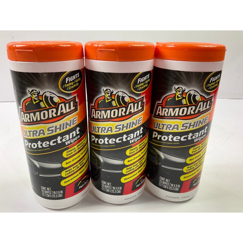 (3) Armorall 10945 Armor All Ultra Shine Protectant Wipes (20 Wipes)