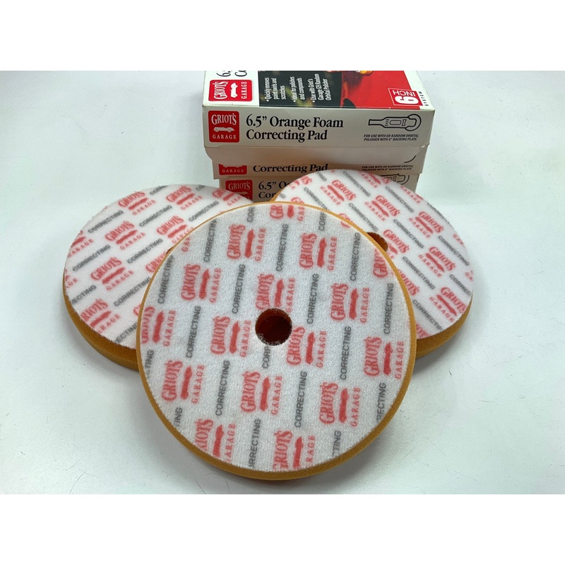 (3) Griot's Garage 10615W 6.5'' Orange Foam Correcting Pads For Buffing