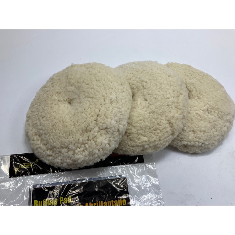 (3) SM Arnold 57-277 4-Ply Wool Curved Edge Screw-On 7-1/2'' Buffing Pad