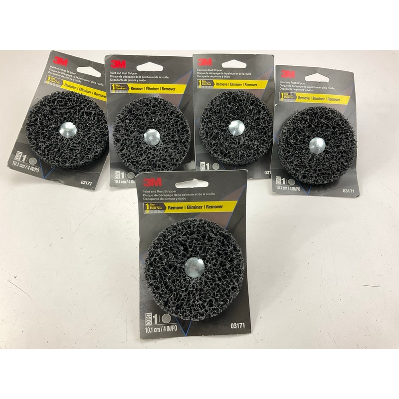 (5) 3M 03171 4'' Rust And Paint Remover Grinding Sanding Disc Stripper W/ MANDREL