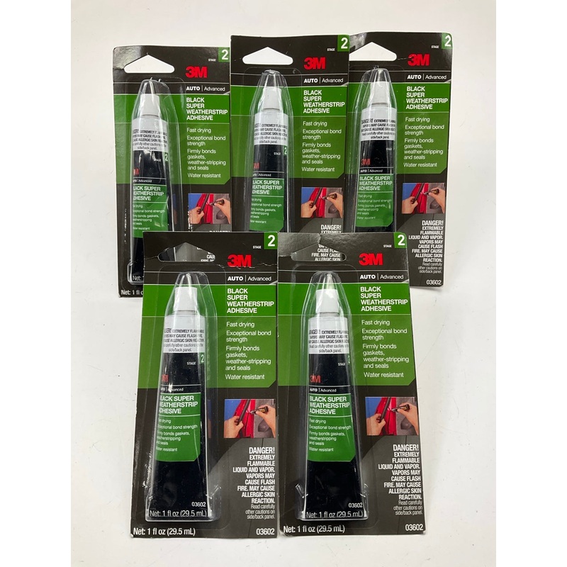 (5) 3M 03602 Auto Advance Black Super Weatherstrip Adhesive STAGE 2, 1 Oz. Tube