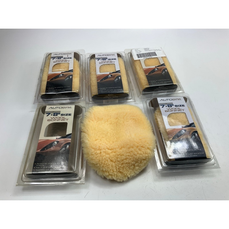 (5) Auto Spa 40404AS Wool Buffing And Polishing Bonnet Buffing Pads - 7''-8'' Size