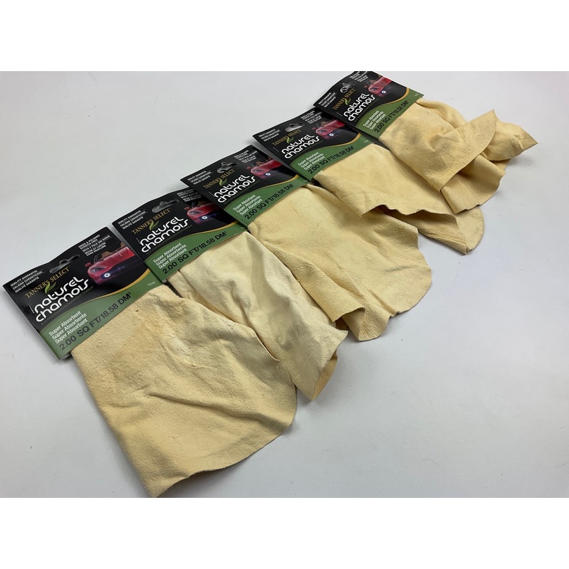 (5) TS10T Chamois Tanner's Select 3'' L X 6'' W Sheep Skin Natural Drying Towels