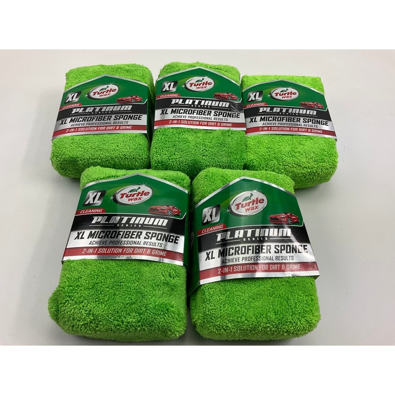 (5) Turtle Wax TW-WS117 Platinum 2-in-1 Microfiber Car Wash/Scrub XL Sponge