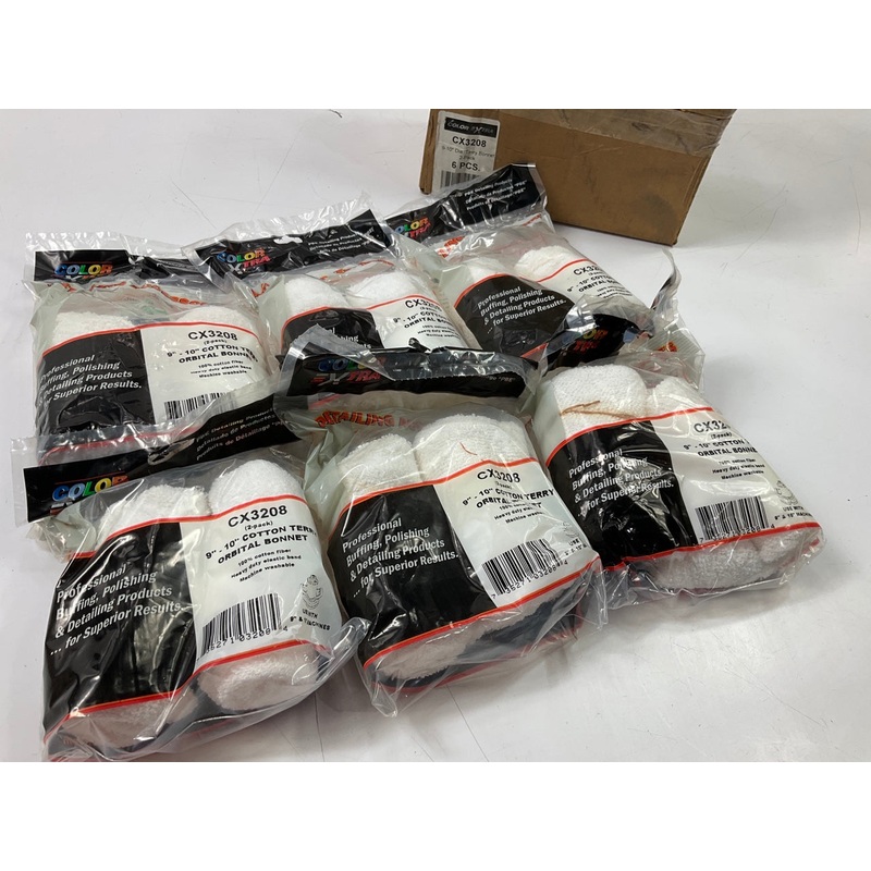 (6) Pack Of 2 - 9'' - 10'' Cotton Terry Orbital Bonnet