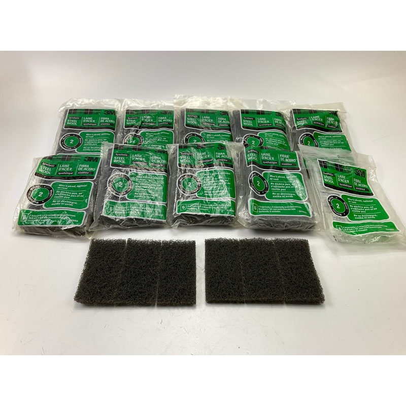 (10) 3m 10116NA #2 Medium Synthetic Steel Wool Pads 2''X4'' - 6 IN EACH PACK