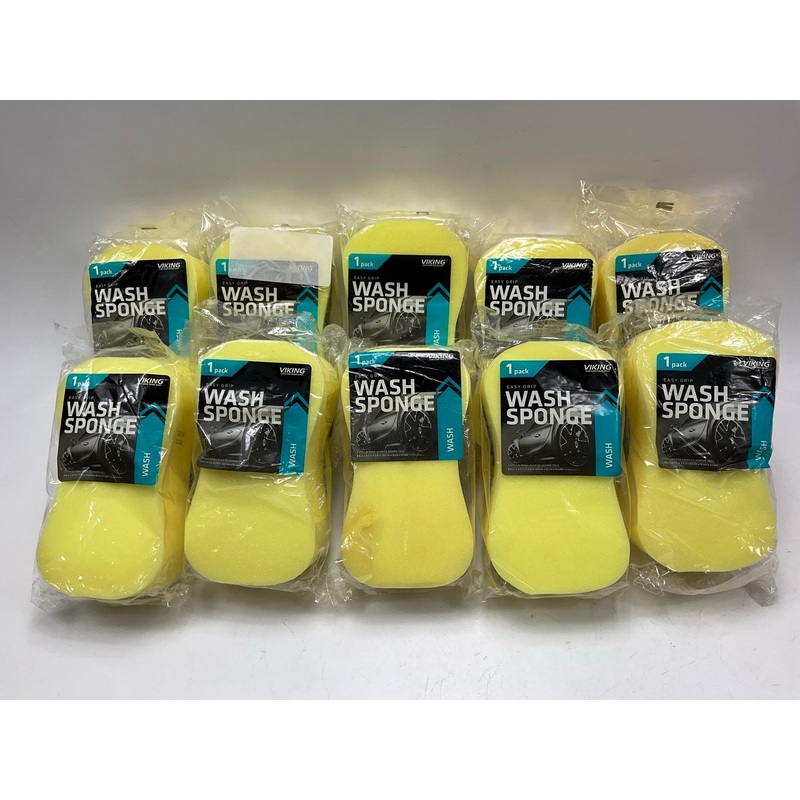 (10) Viking 424000 Yellow Foam Sponge Easy Grip Car Wash Sponges 8-3/4''x4-3/4''